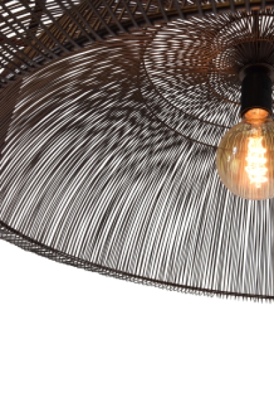 Hanging Lamp  Moire Dome Iron Wire Metallic Brown