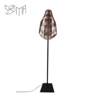 Floor lamp Quadretto Bullet Iron Wire Metallic Brown