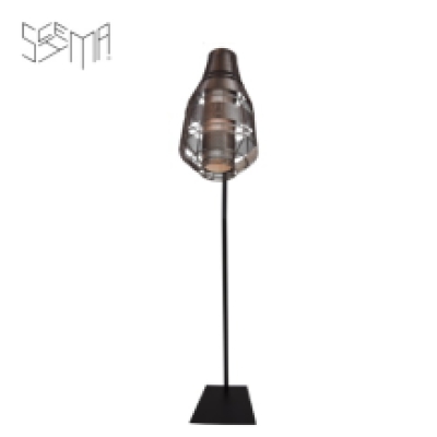 Floor lamp Quadretto Bullet Iron Wire Metallic Brown