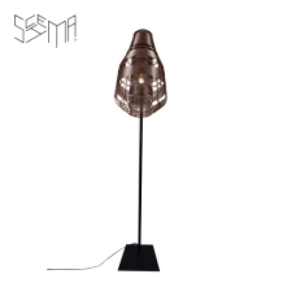 Floor lamp Quadretto Bullet Iron Wire Metallic Brown