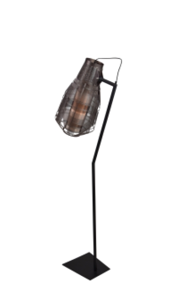 Floor lamp Quadretto Bullet Iron Wire Metallic Brown