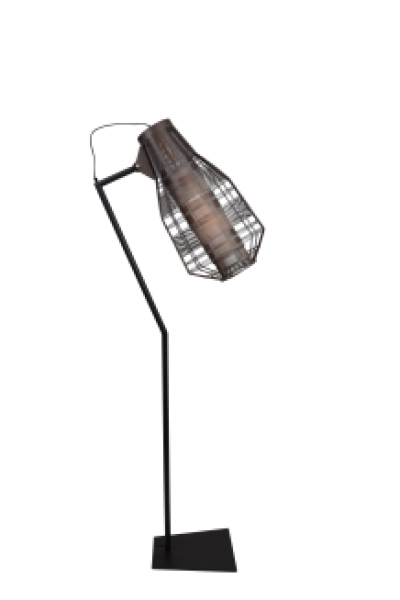 Floor lamp Quadretto Bullet Iron Wire Metallic Brown