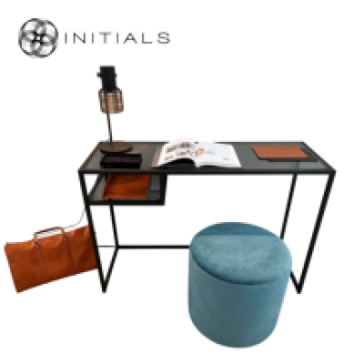 Desk | Side Table Broadway 2 Smoke Glass Iron Black