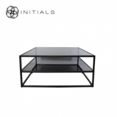 Coffee Table Metro 2 Smoke glass Iron Black