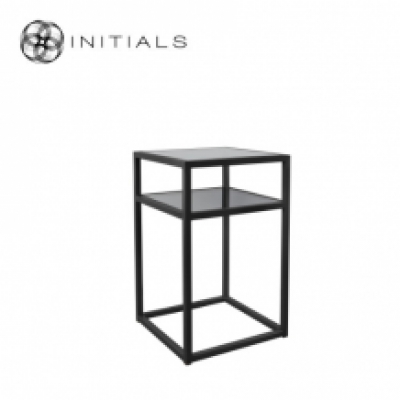 Bed Side Table Metro 2 Smoke glass Iron Black