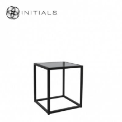 Table Skyline Smoke glass Iron Black Square