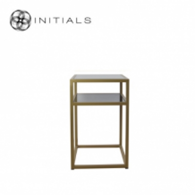 Bed Side Table Iron Structure Matt Gold With Smoke Glass Plate