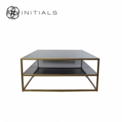 Coffee Table Metro 2 Smoke Glass Iron Gold