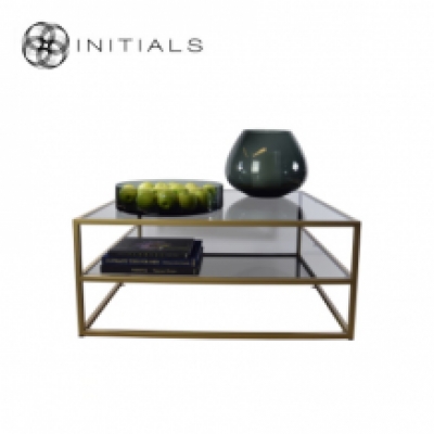 Coffee Table Metro 2 Smoke Glass Iron Gold