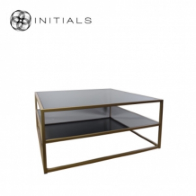 Coffee Table Metro 2 Smoke Glass Iron Gold