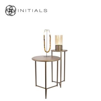 Tri leg Table Metro Raw Iron Metallic Brown Round