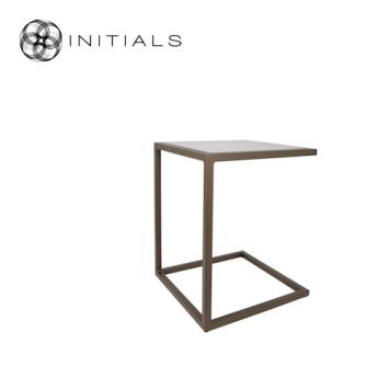 Bench Table Metro Topaz Glass Iron Metallic Brown Square