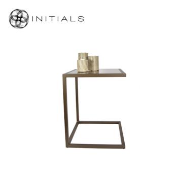 Bench Table Metro Topaz Glass Iron Metallic Brown Square