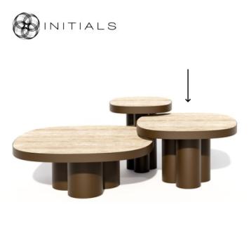 Coffee Table Travertine Metal Beige