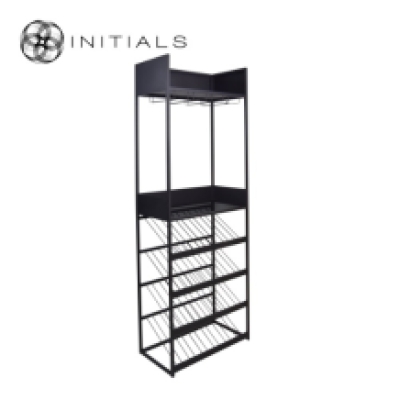 Cabinet Wine Smoke Glass Metal Black