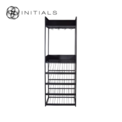 Cabinet Wine Smoke Glass Metal Black
