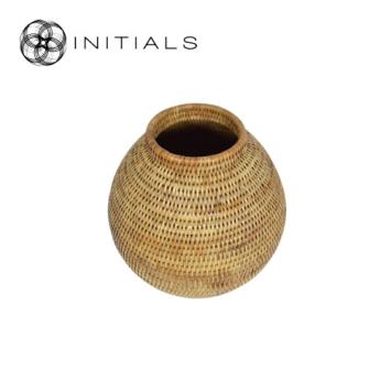 Vase Nature Osier Small Neck Burma Rattan Natural