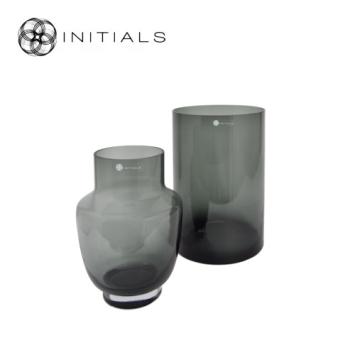 Vase Boudoir Tapered Neck Smoke Glass 