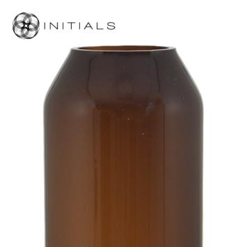 Vase Hexagon Amber Brown Glass High