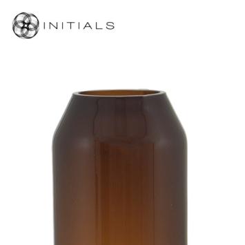 Vase Hexagon Amber Brown Glass Middle