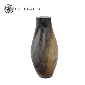 Vase Marbre Bellied Opal Black Brown Glass